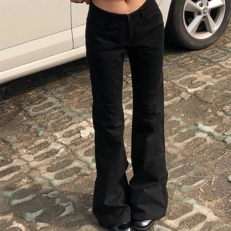 Y2K Low Waist Black Flare Jeans