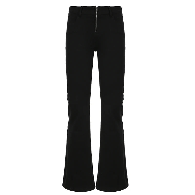 Y2K Low Waist Black Flare Jeans