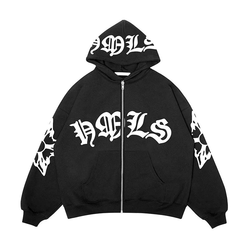 Y2K Lyrical Graphic Zip Up Hoodie