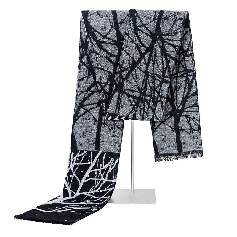 Y2K Mens Abstract "Tree Symbiote" Knitted Scarf