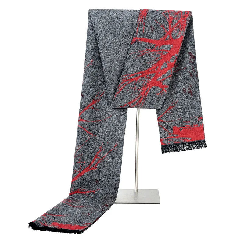 Y2K Mens Abstract "Tree Symbiote" Knitted Scarf