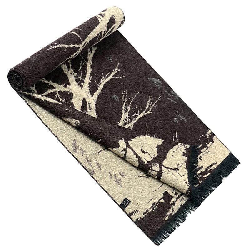 Y2K Mens Abstract "Tree Symbiote" Knitted Scarf