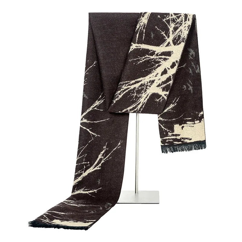 Y2K Mens Abstract "Tree Symbiote" Knitted Scarf