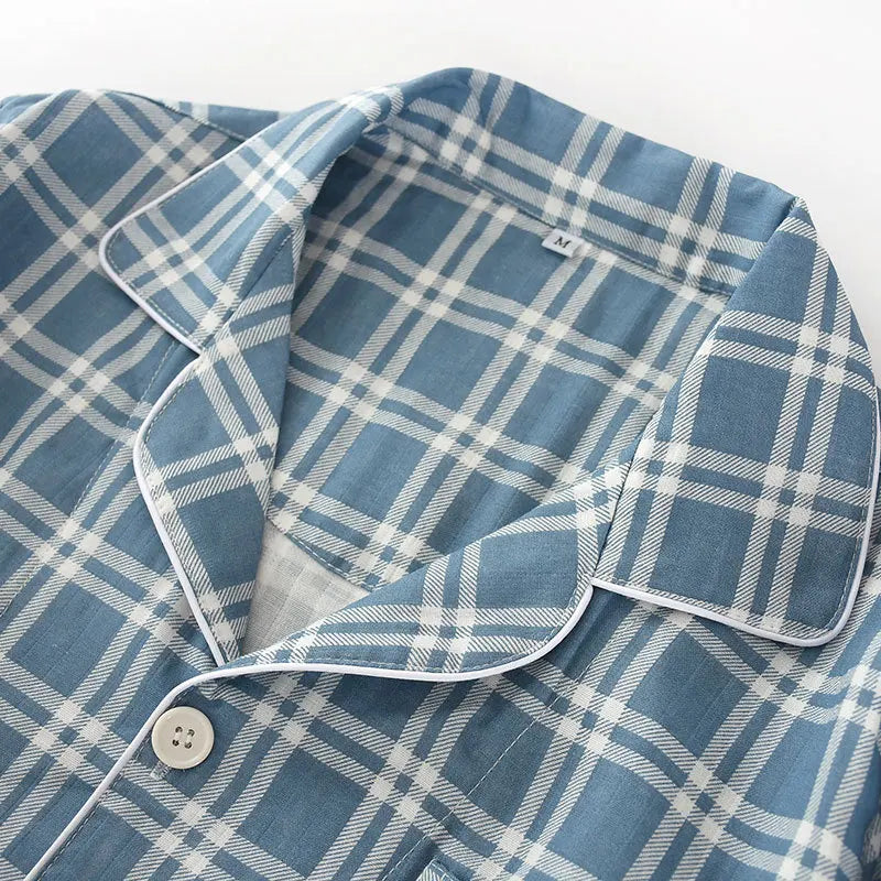 Y2K Mens Plaid Thin Pyjama Set