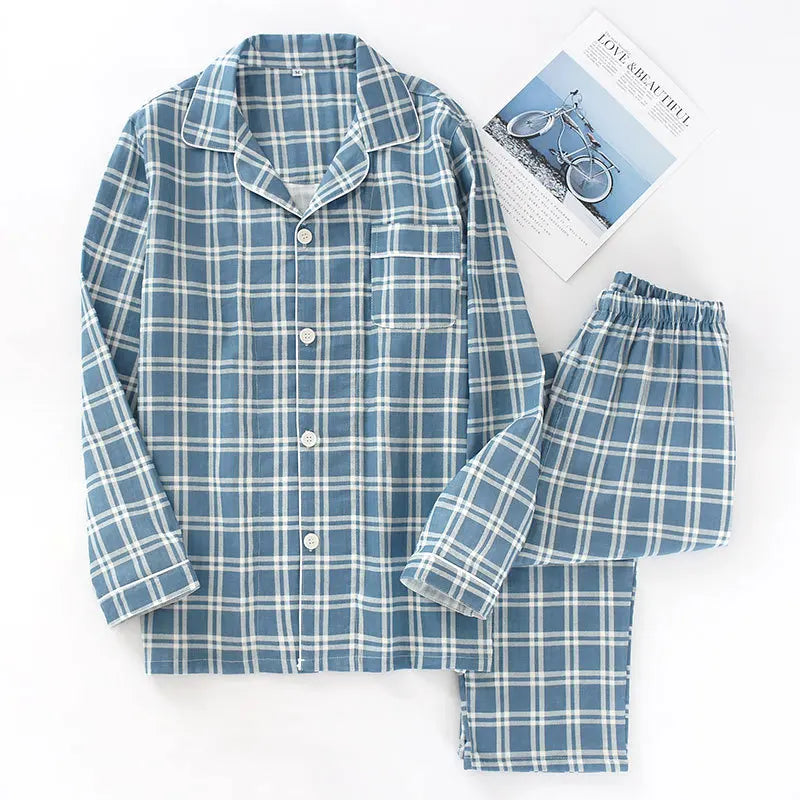 Y2K Mens Plaid Thin Pyjama Set