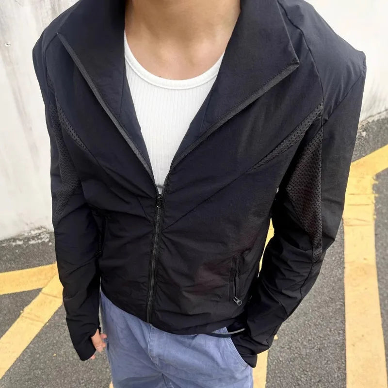 Y2K Mens Slim Activewear Zip Up Jacket