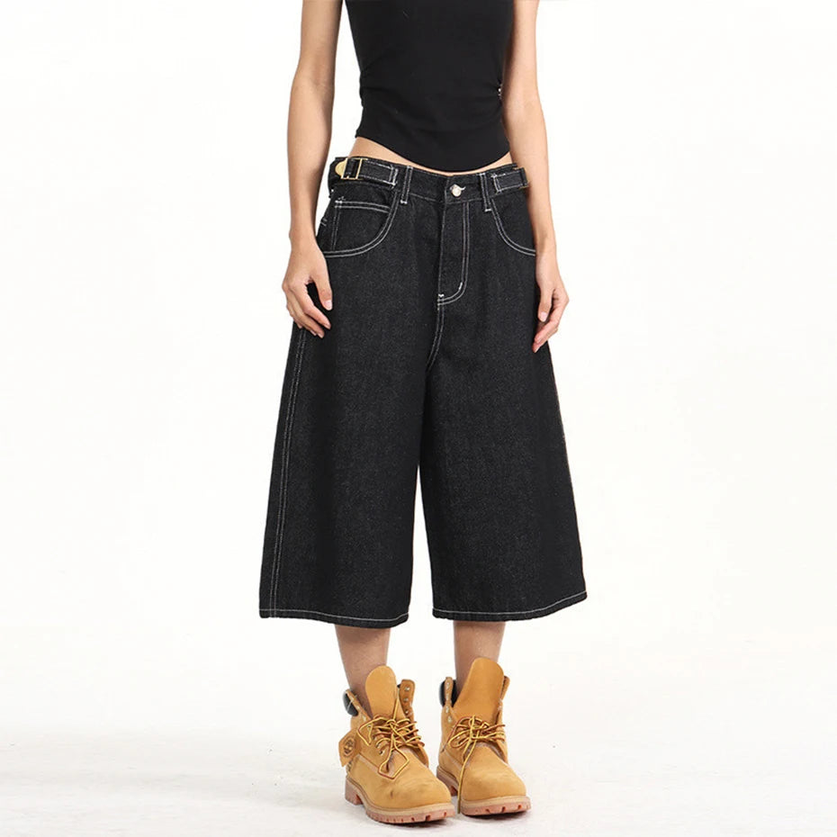 Y2K Mens Wide Leg Denim Carpenter Shorts Jorts