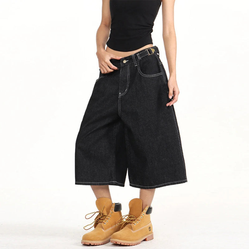 Y2K Mens Wide Leg Denim Carpenter Shorts Jorts