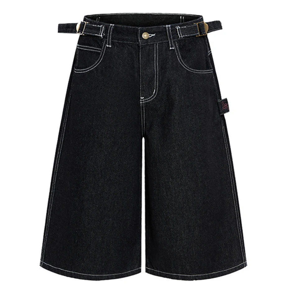 Y2K Mens Wide Leg Denim Carpenter Shorts Jorts
