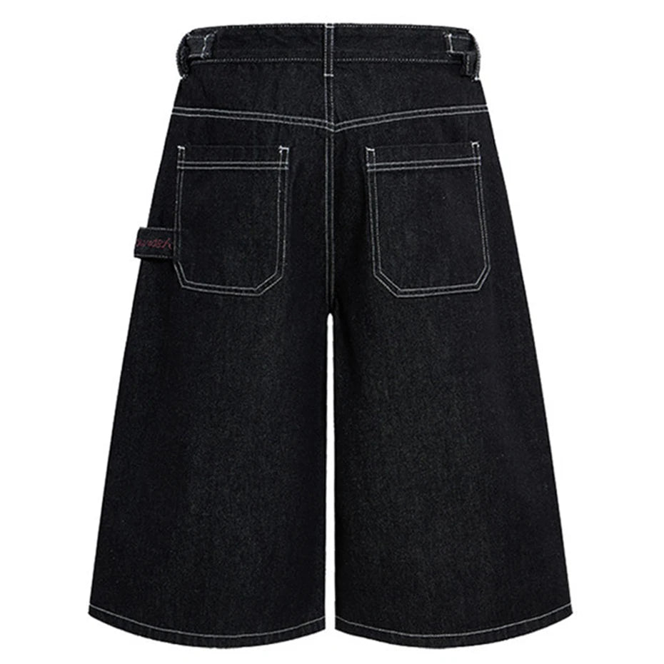Y2K Mens Wide Leg Denim Carpenter Shorts Jorts