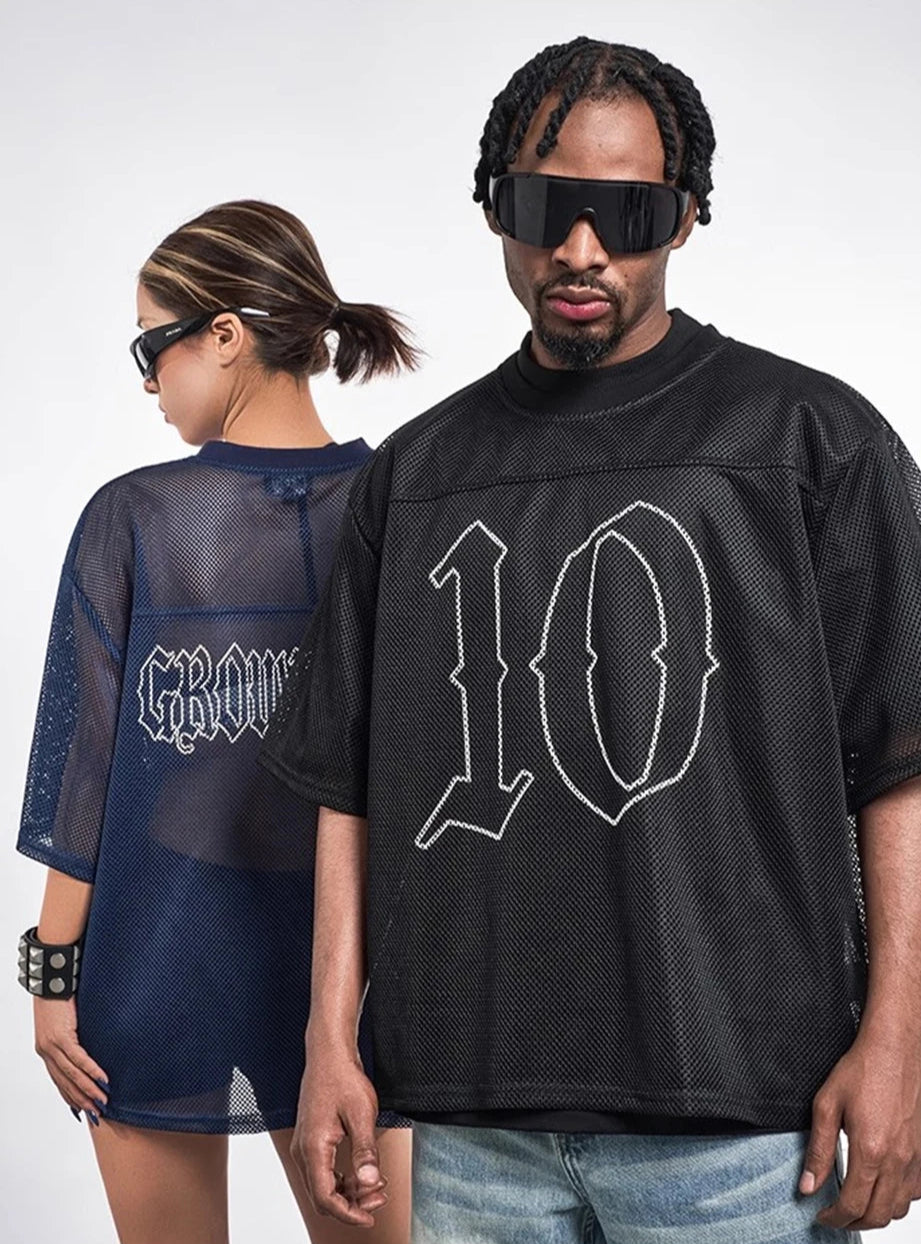 Y2K Mesh Short Sleeve Football Jersey