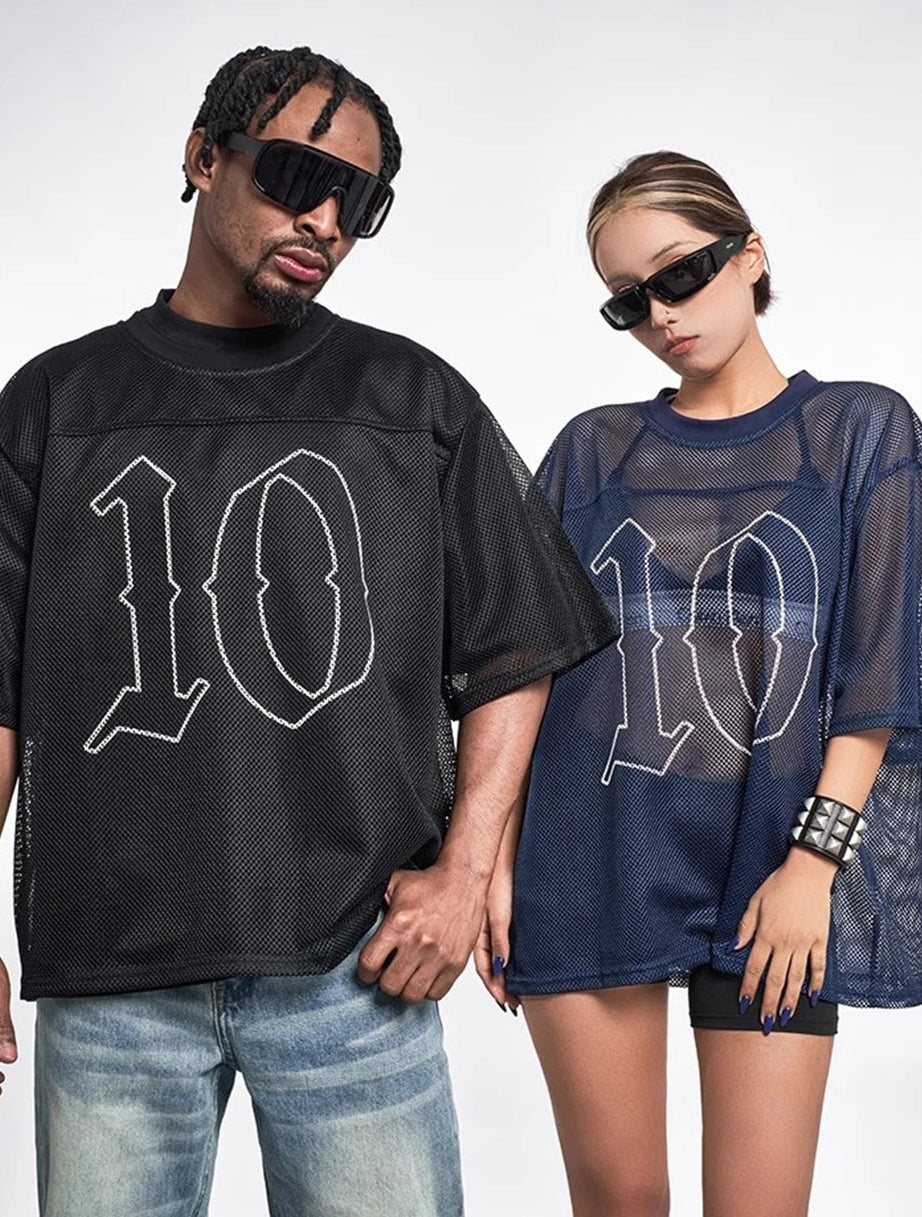 Y2K Mesh Short Sleeve Football Jersey