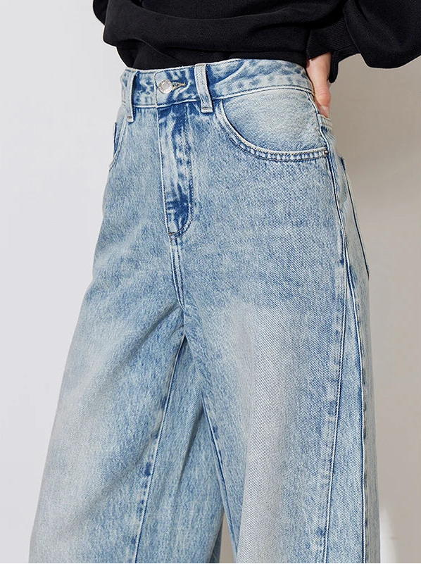 Y2K Mid Waist Straight Boyfriend Fit Denim Jeans