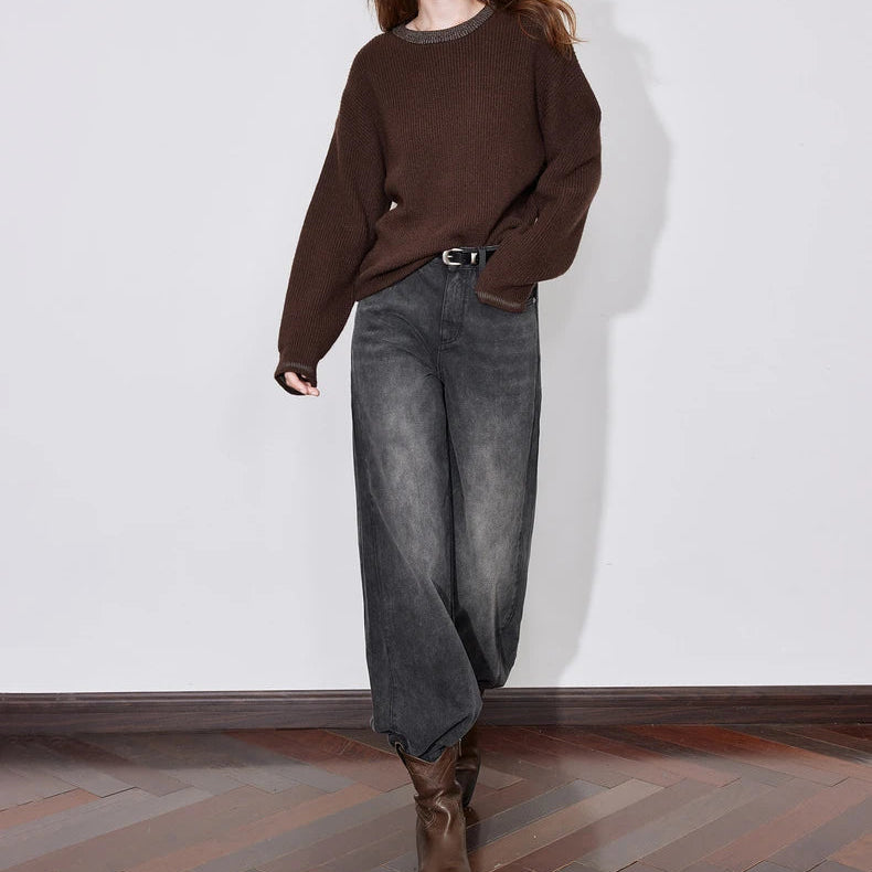 Y2K Mid Waist Straight Boyfriend Fit Denim Jeans