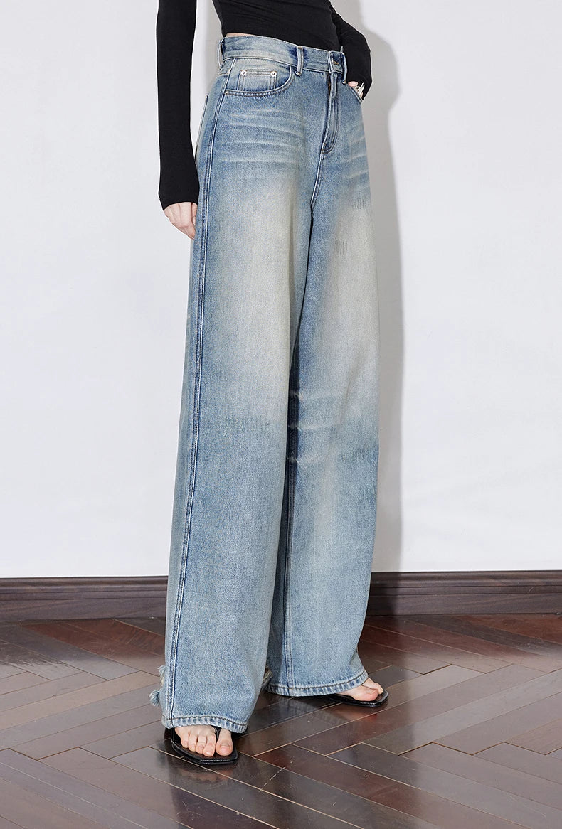 Y2K Mid Waist Wide Leg Denim Boyfriend Fit Jeans