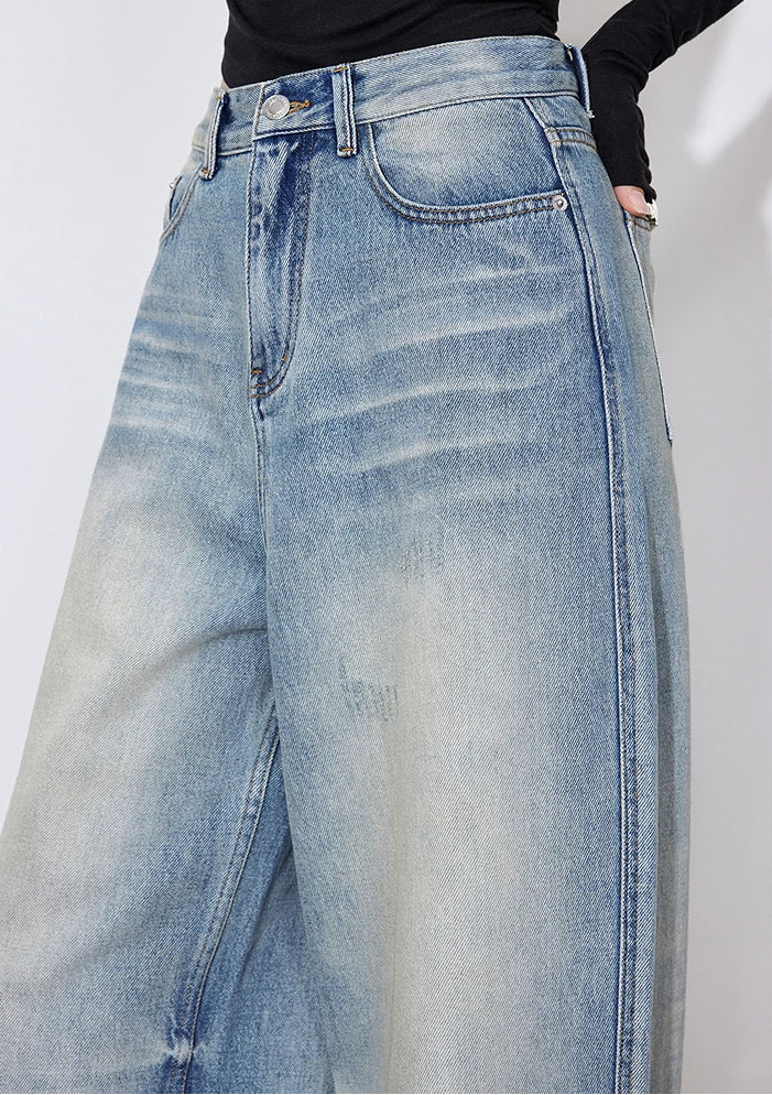 Y2K Mid Waist Wide Leg Denim Boyfriend Fit Jeans