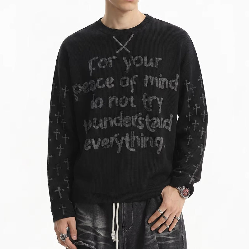 Y2K Minimal Memory Graphic Long Sleeve Top