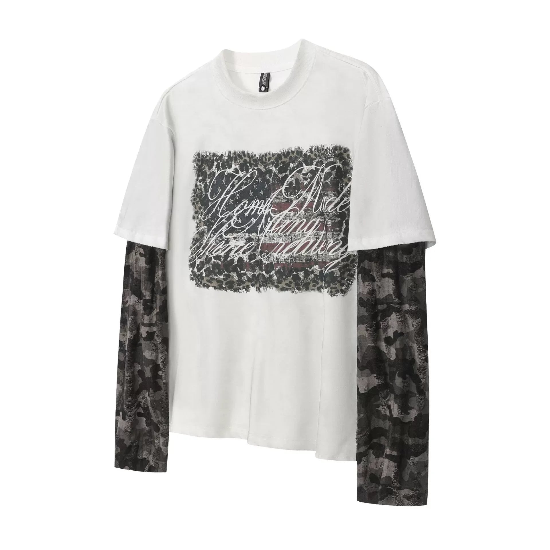 Y2K Mock Two Piece Distressed Long Sleeve T Shirt