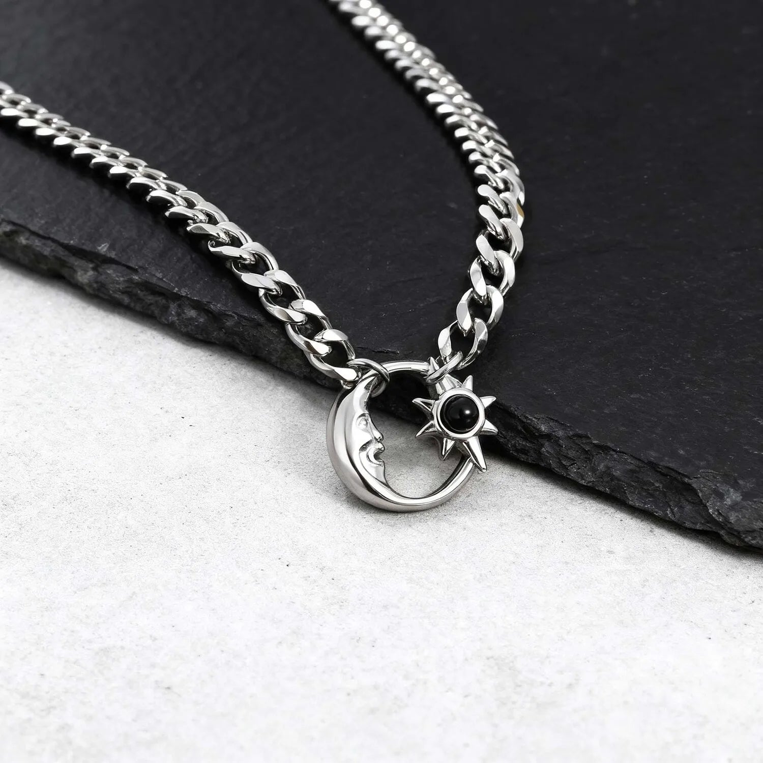 Y2K Moon And Star Hollow Necklace