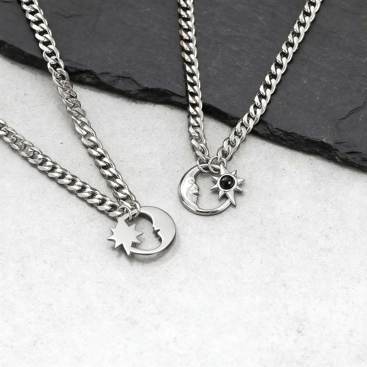 Y2K Moon And Star Hollow Necklace