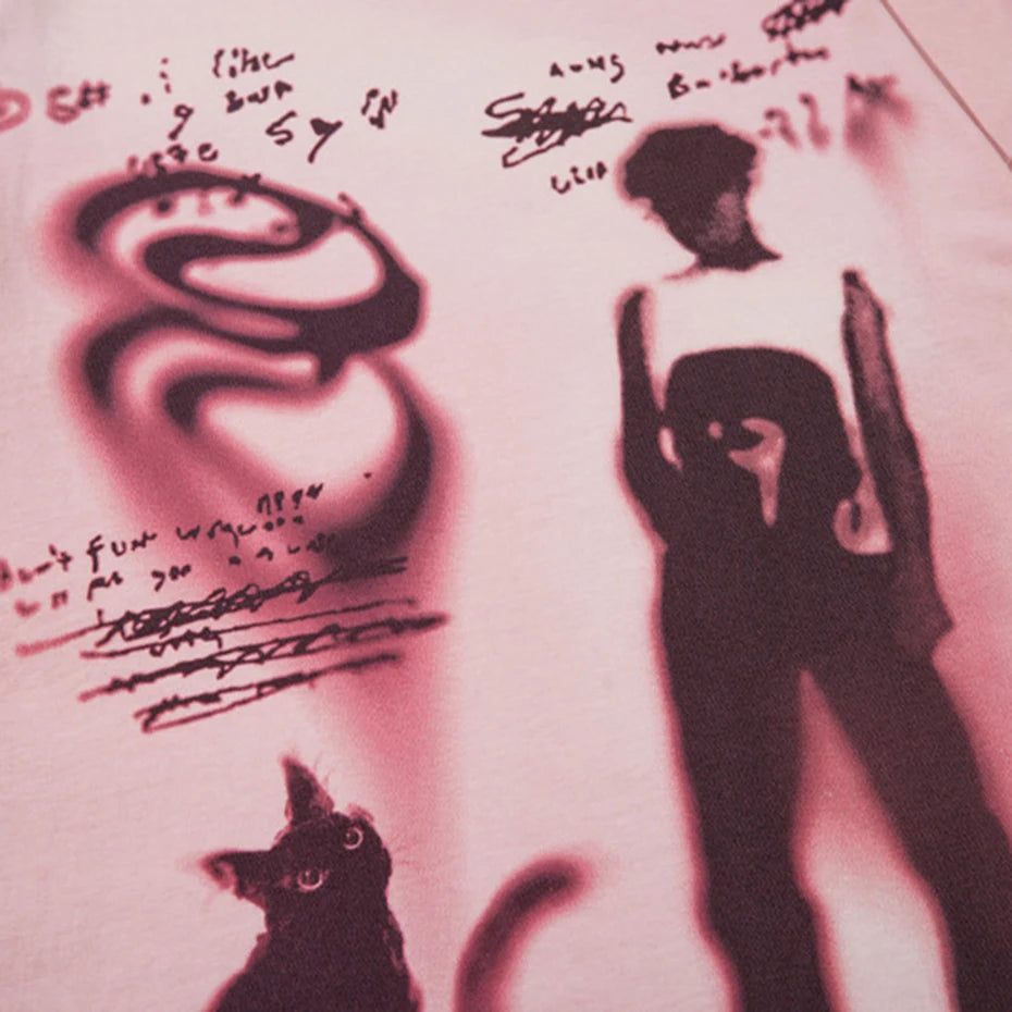 Y2K Morphed Graphic Long Sleeve Top