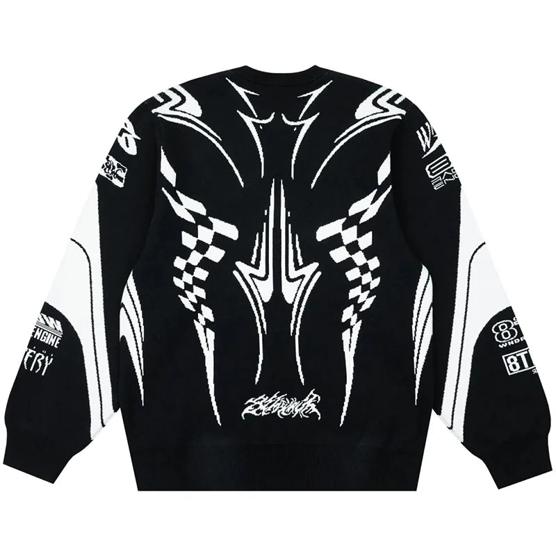 Y2K Moto Gothic Knitted Sweatshirt