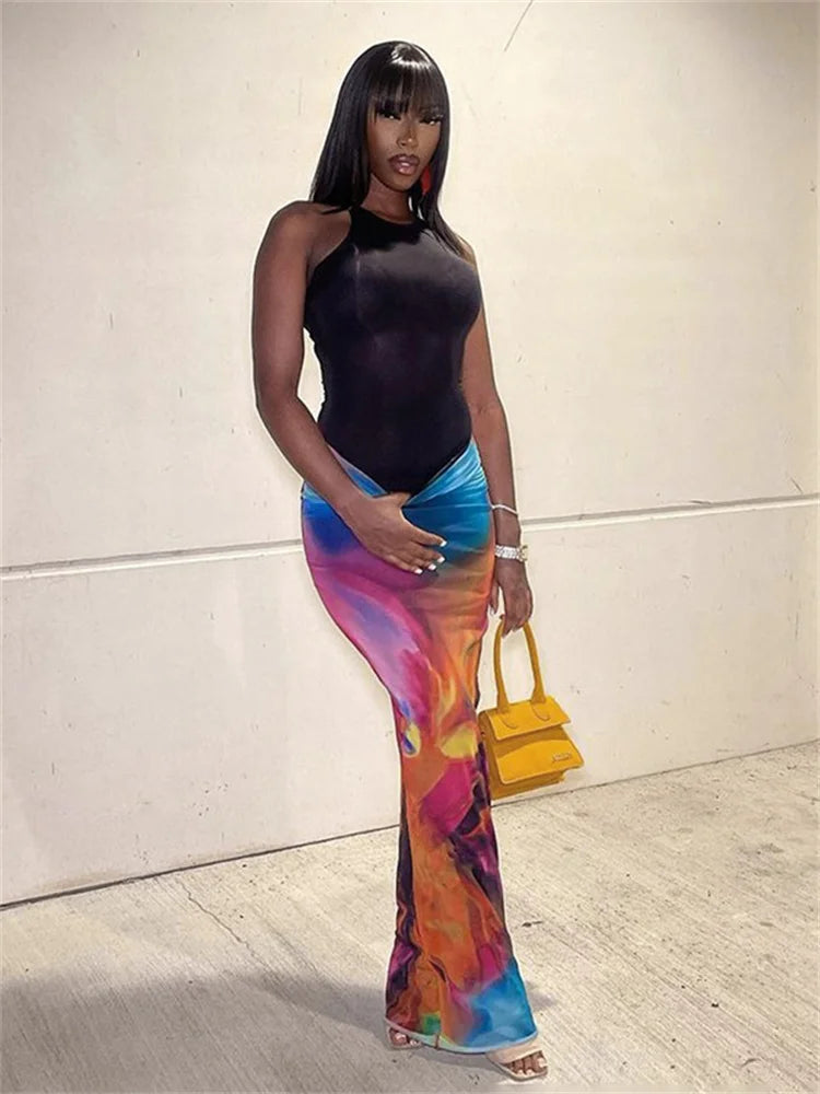 Y2K Multi Coloured Long Maxi Skirt