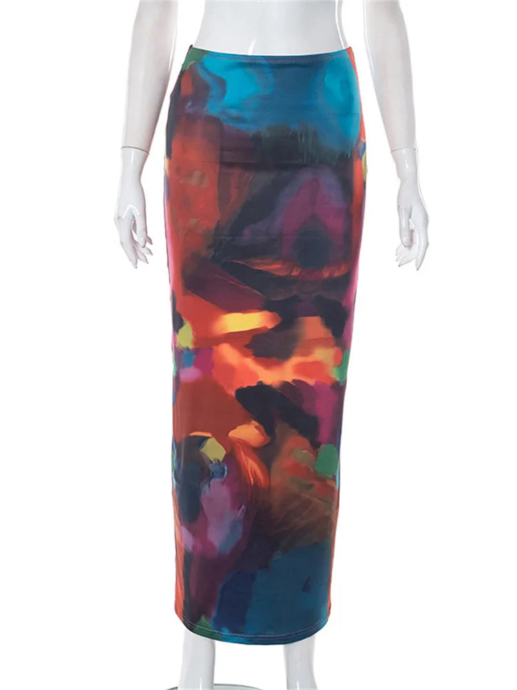 Y2K Multi Coloured Long Maxi Skirt