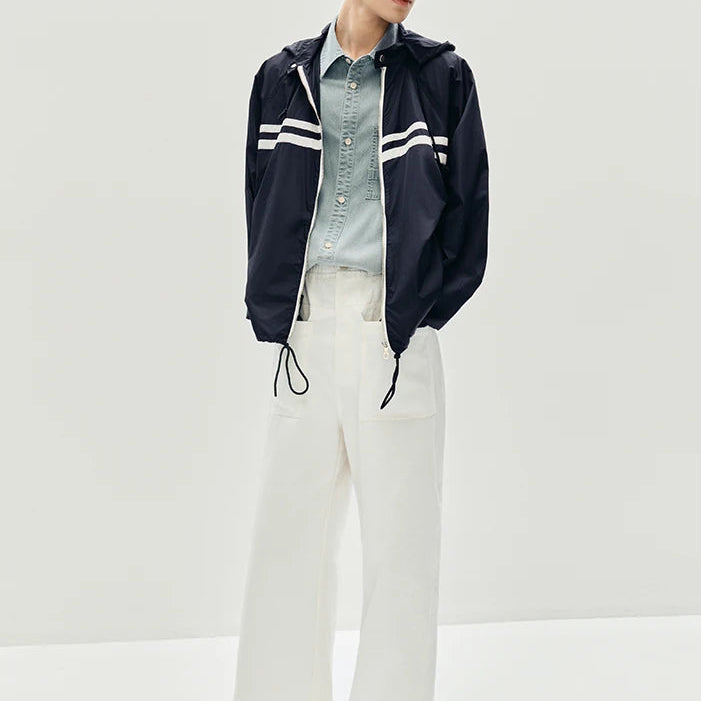Y2K Nautical Sporty Hooded Windbreaker Jacket