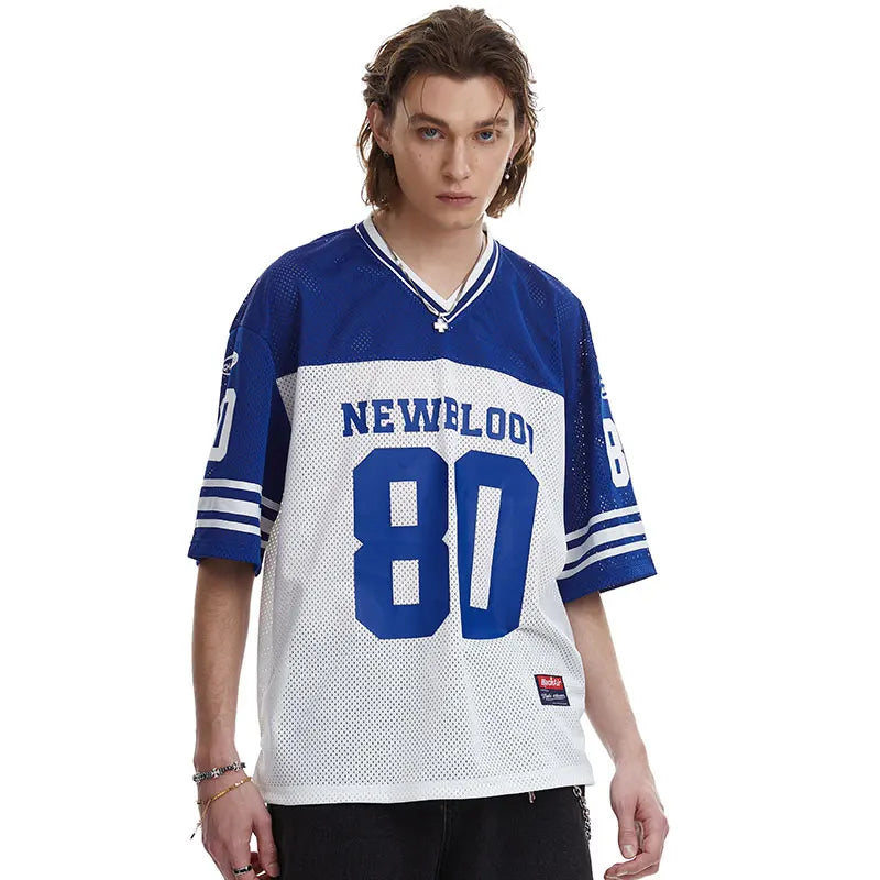 Y2K "New Blood 80" Graphic Classic Mesh Football Jersey