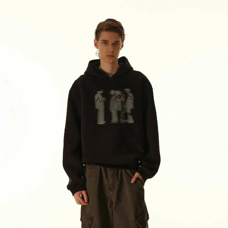 Y2K No Regrets Graphic Baggy Hoodie