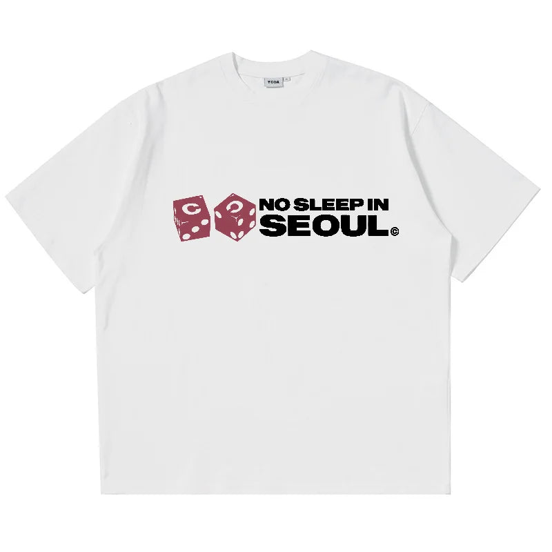 Y2K No Sleep In Seoul Graphic T Shirt