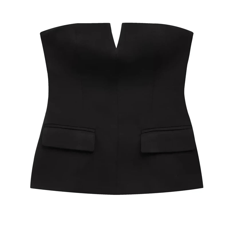 Y2K Old Money Bandeau Crop Tube Top