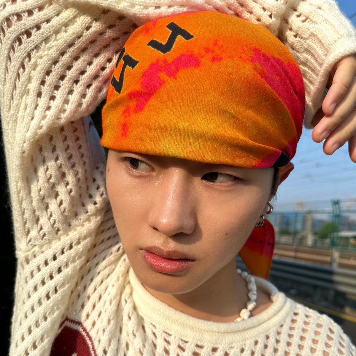 Y2K Orange Sunset Square Bandana