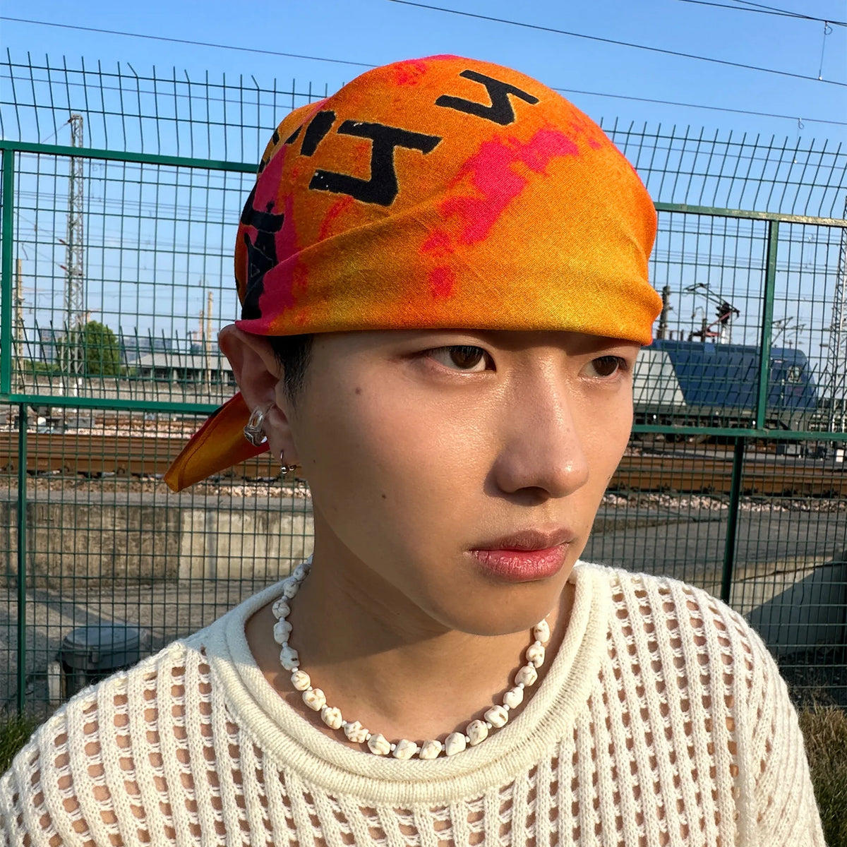 Y2K Orange Sunset Square Bandana