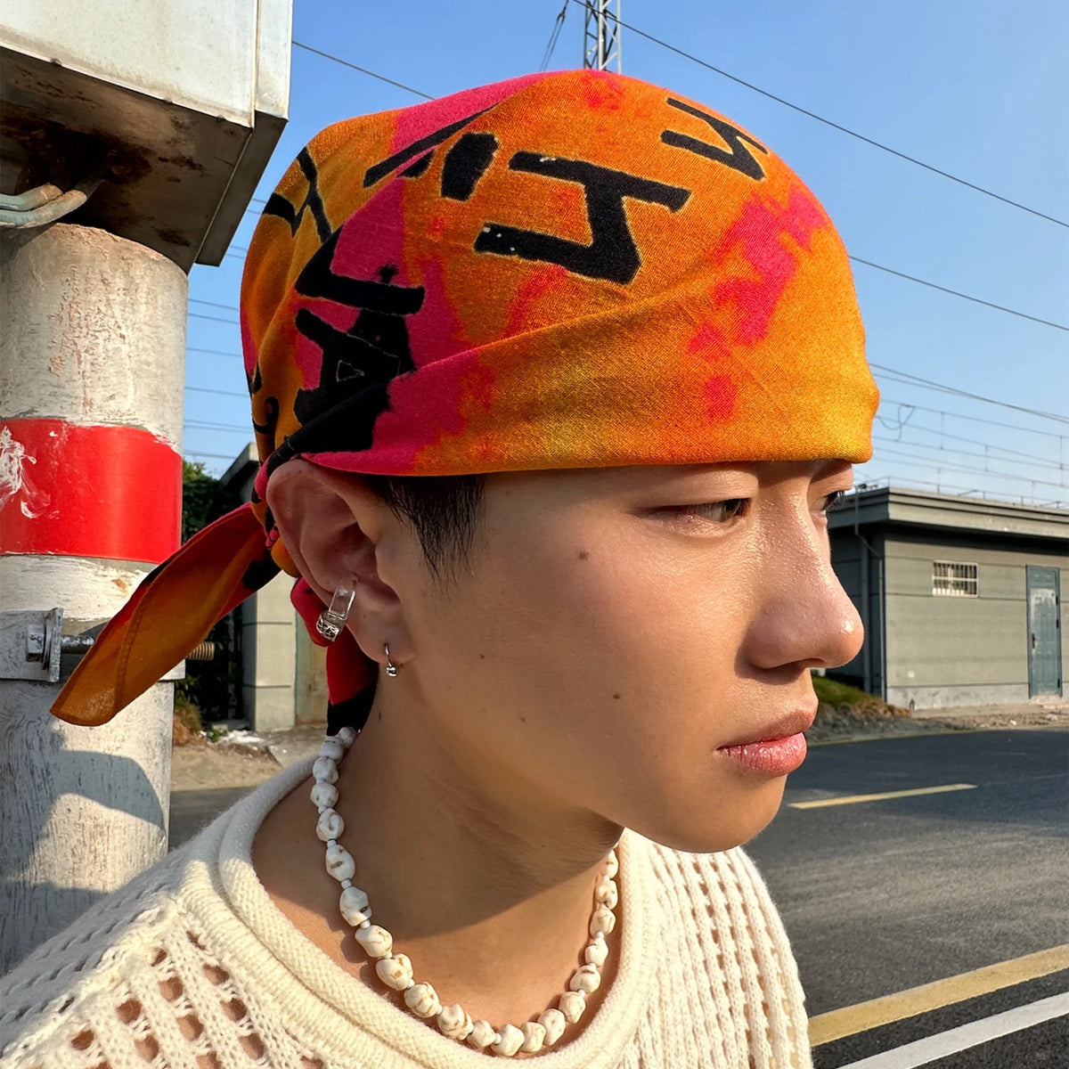 Y2K Orange Sunset Square Bandana