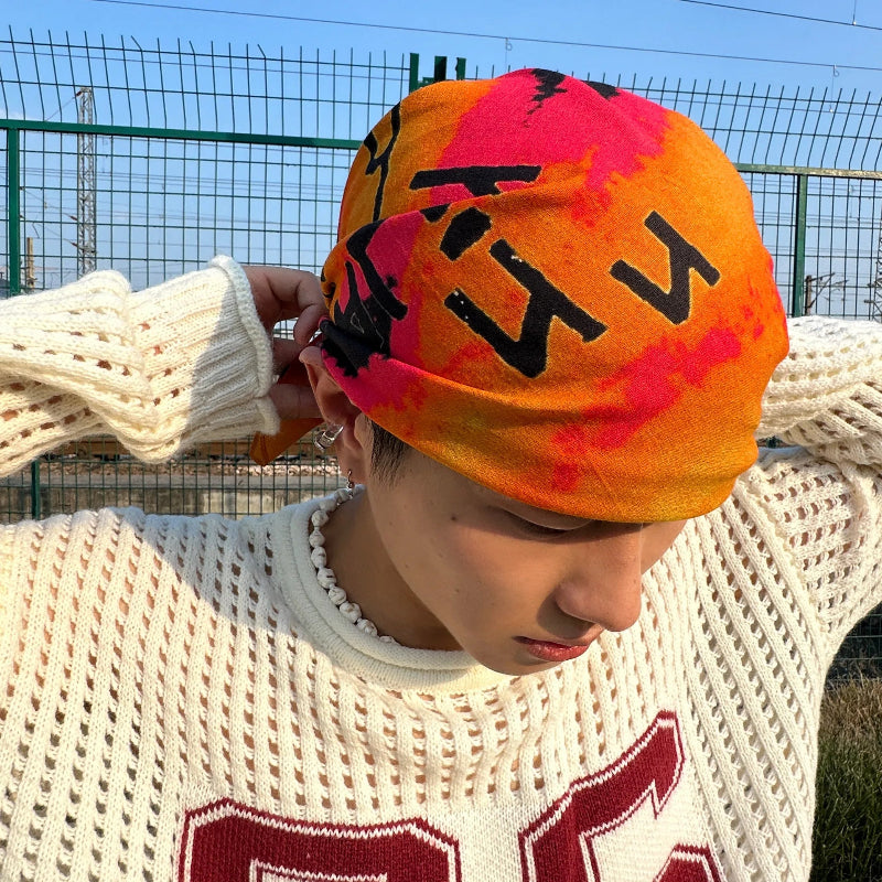 Y2K Orange Sunset Square Bandana