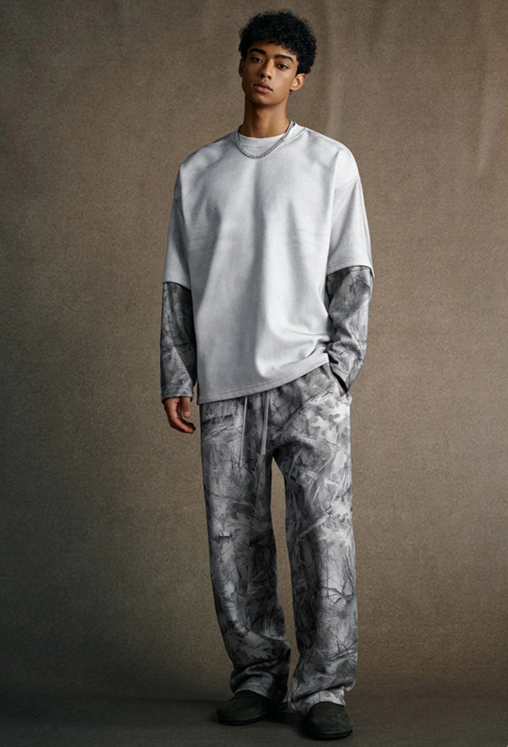Y2K Origin 340gsm Essentials Desert Camo Mock Long Sleeve T Shirt