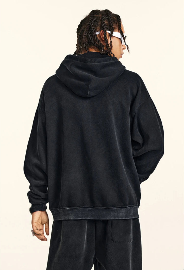 Y2K Origin 360gsm Washed Ribbon Zip Up Hoodie
