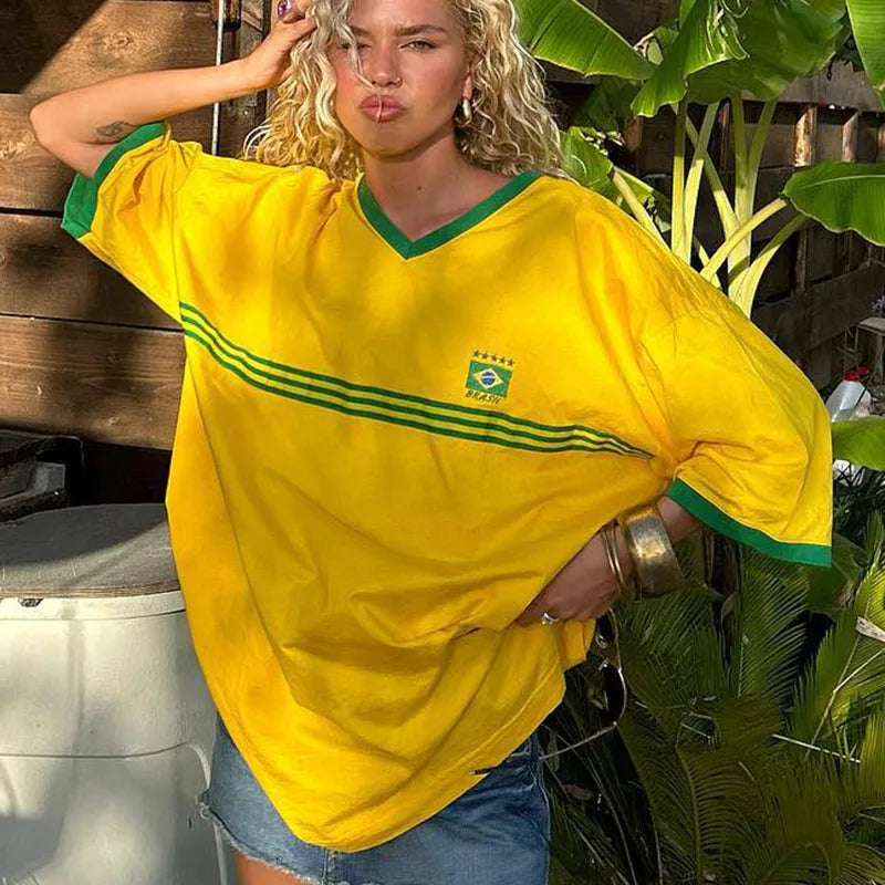 Y2K Oversized Brazil T Shirt