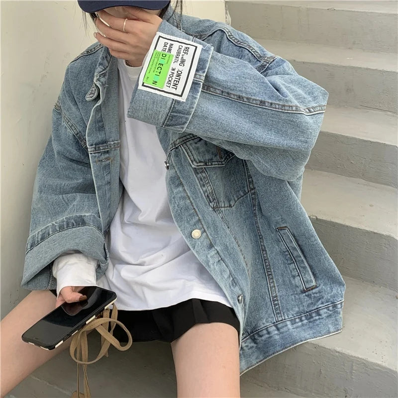 Y2K Oversized Labelled Denim Jacket