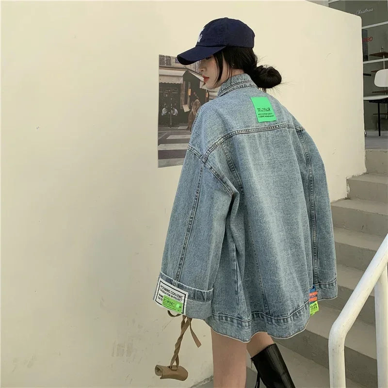 Y2K Oversized Labelled Denim Jacket