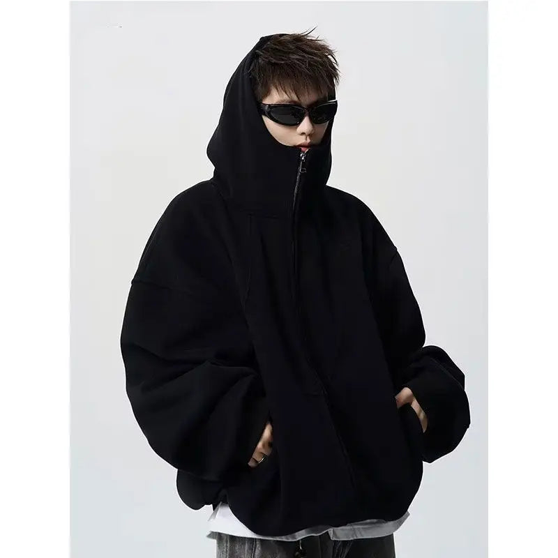 Y2K Oversized Tubed Zip Up Hoodie