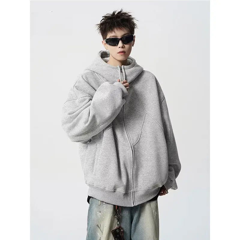 Y2K Oversized Tubed Zip Up Hoodie