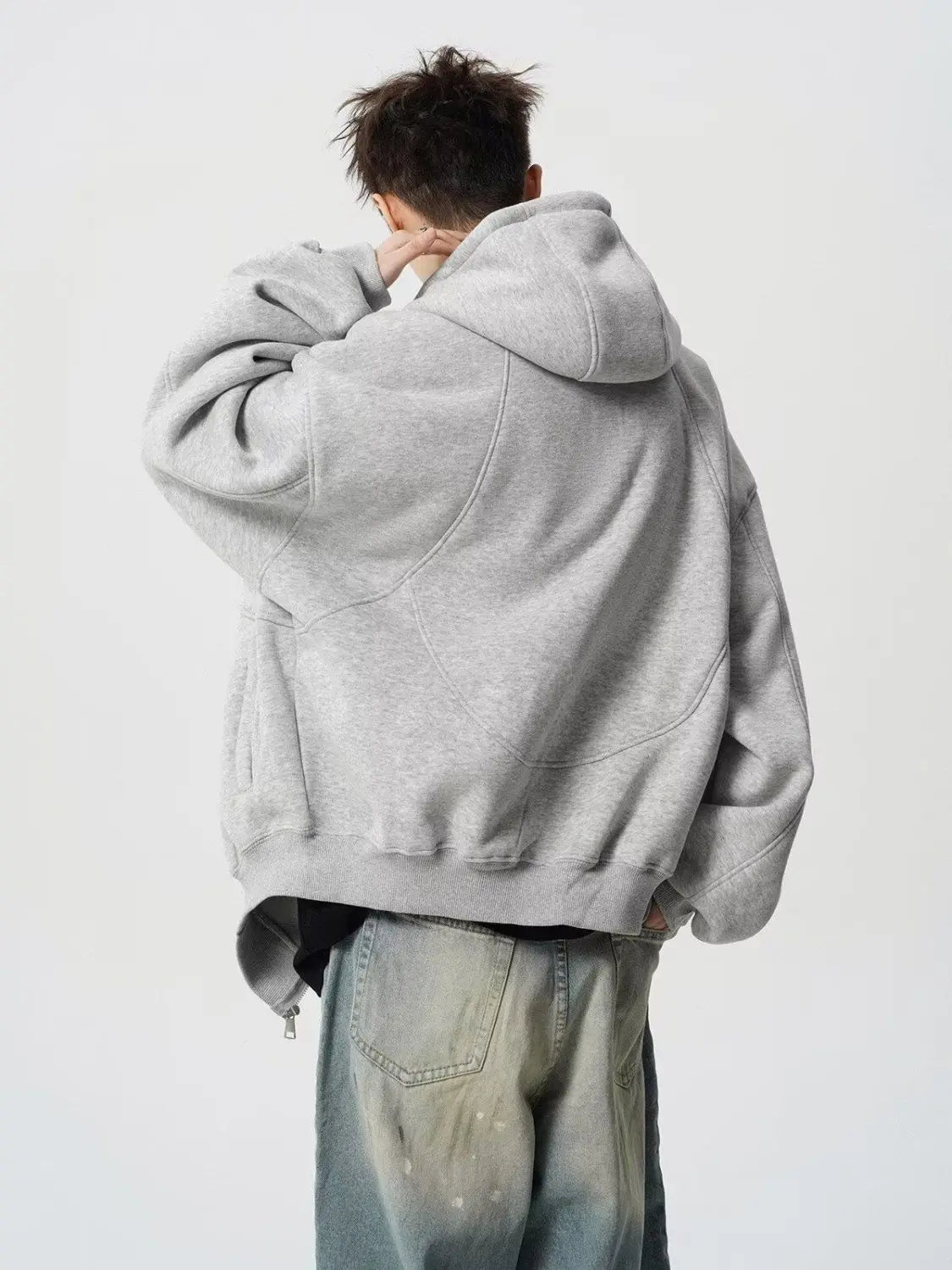 Y2K Oversized Tubed Zip Up Hoodie