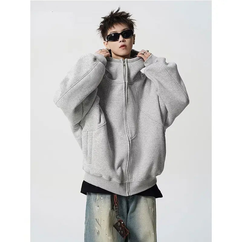 Y2K Oversized Tubed Zip Up Hoodie