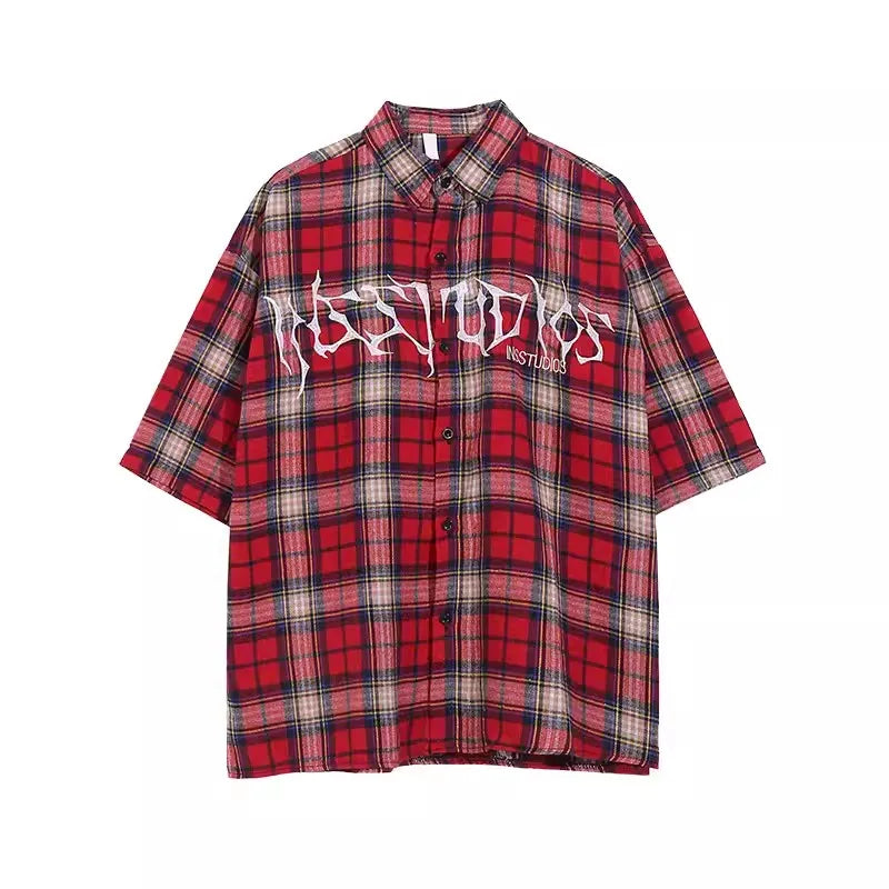 Y2K Oversized Womens Plaid Shirt