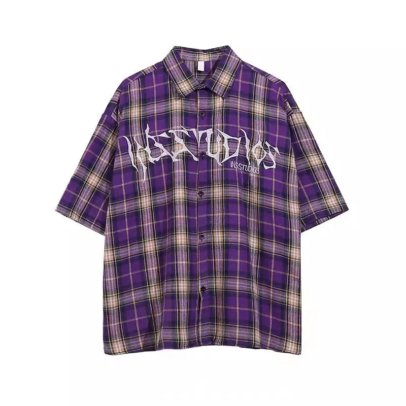 Y2K Oversized Womens Plaid Shirt