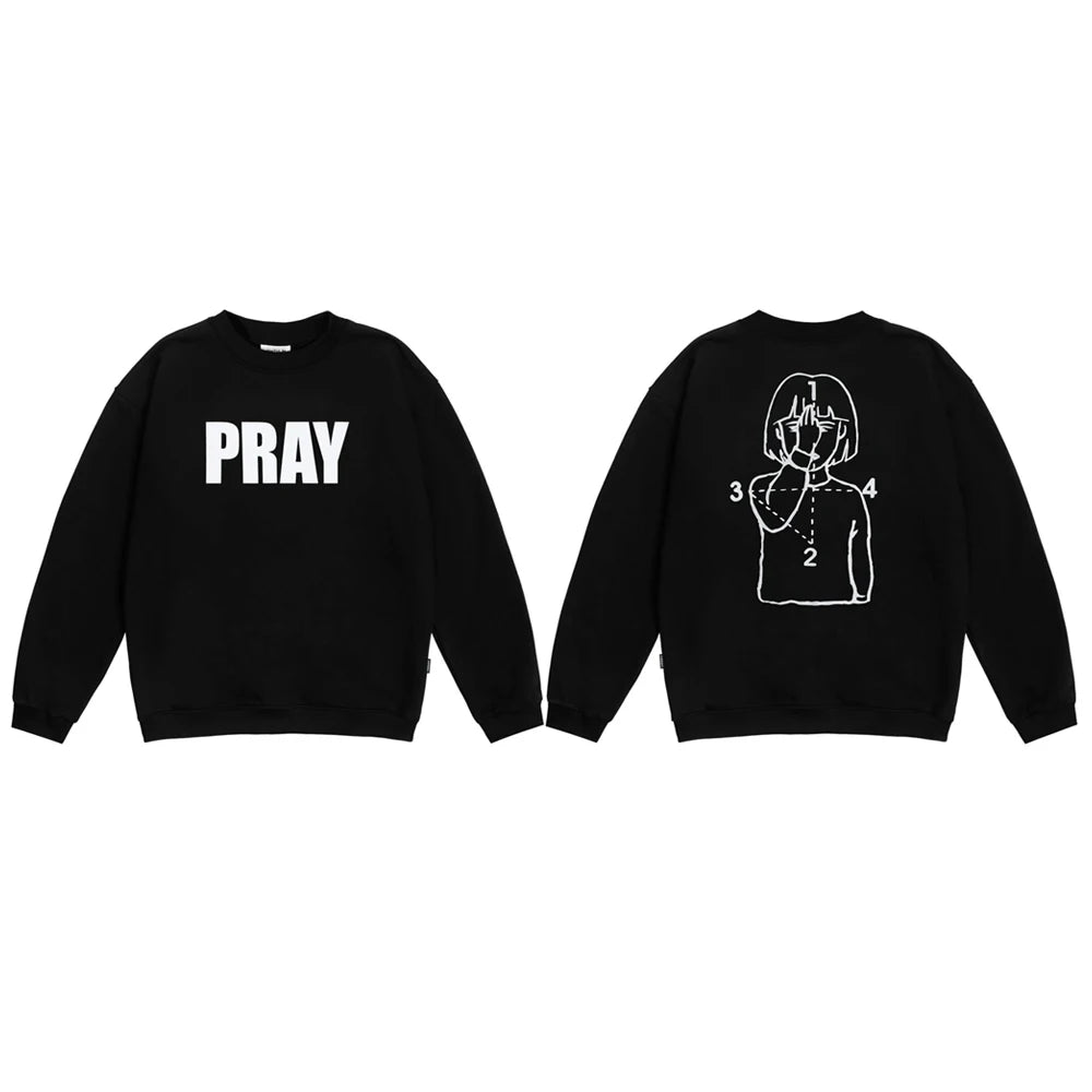 Y2K PRAY Graphic Hoodie Sweater