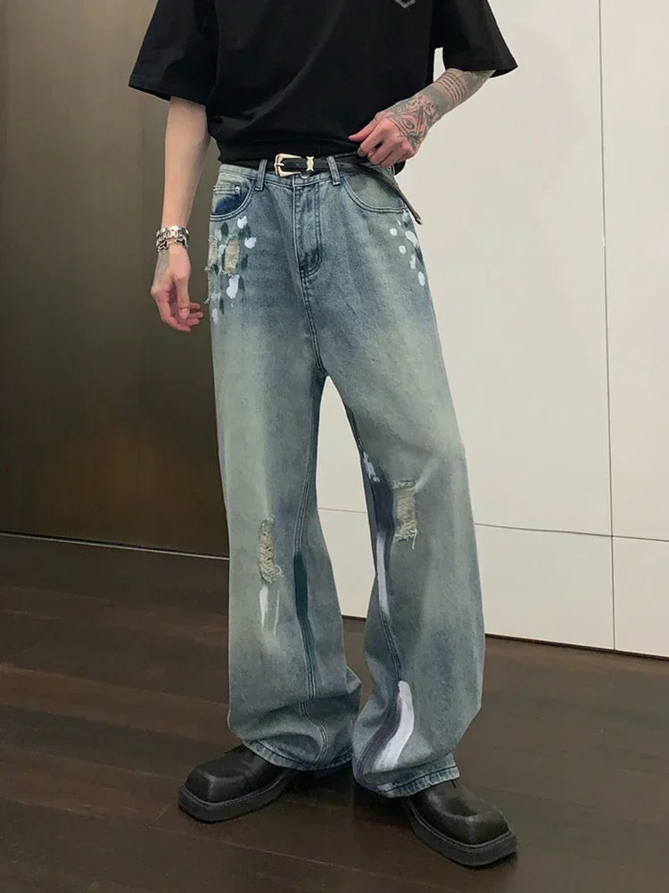 Y2K Painters Brush Distressed Baggy Jeans